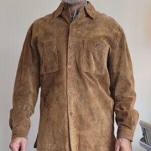 Baracuta Tobacco Suede Leather Overshirt‎